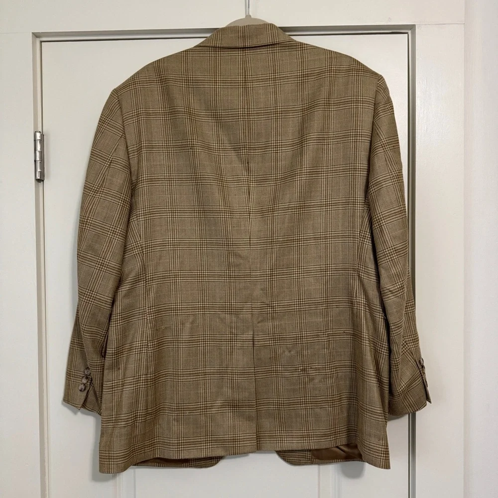 Jos A Bank 42S Plaid Check Silk & Wool Blazer Jacket ~ Career Work Business